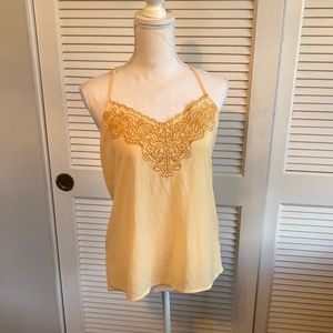 Express Yellow Embroidered Tank Top